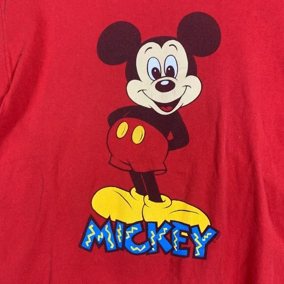 VTG Wellington‎ Apparel Mickey Mouse T Shirt Mens Large Red Disney Retro 90s USA - Picture 3 of 13